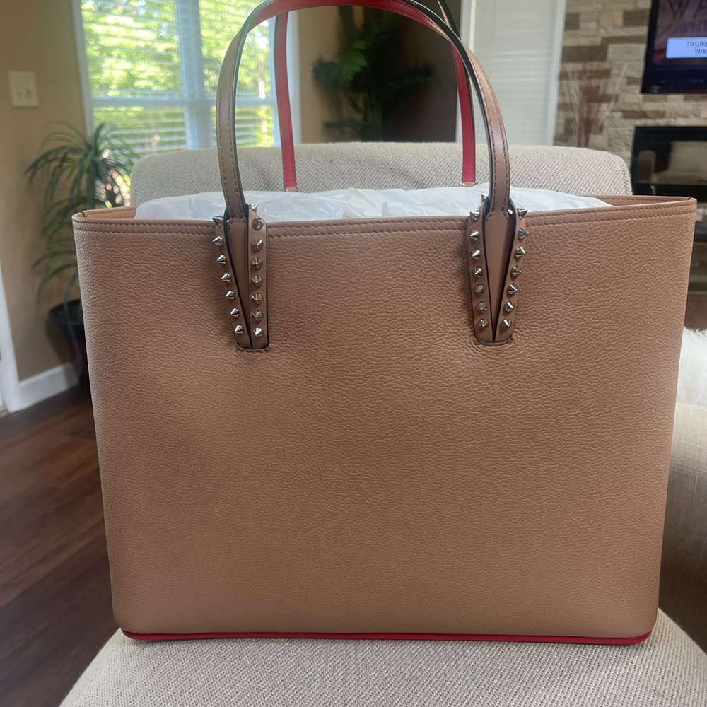 Christian Louboutin CABATA Spiked Studded Empire Leather Tote Bag